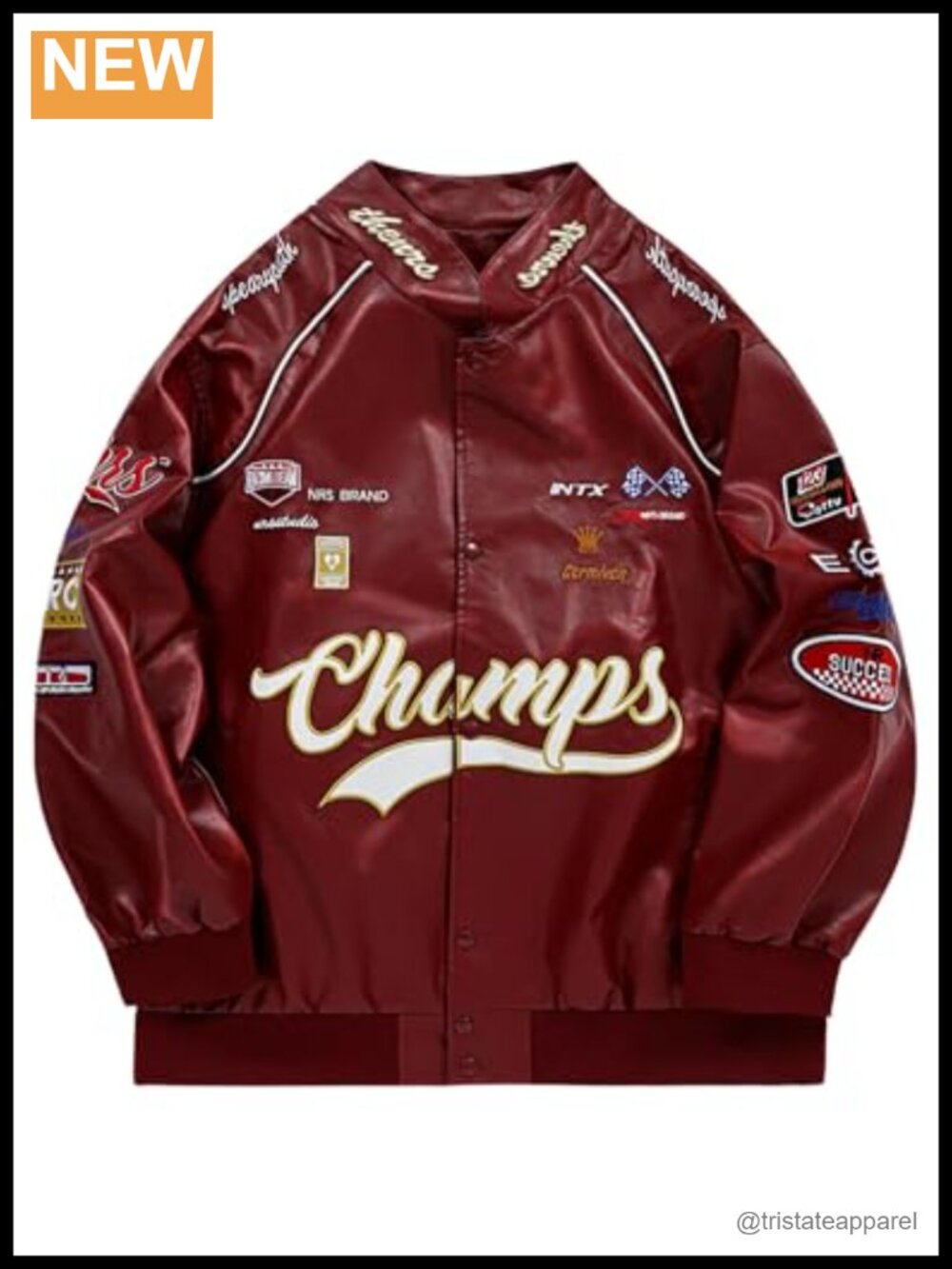 Faux Leather Racing Jacket Oversized Motorcycle Biker Racer Streetwear